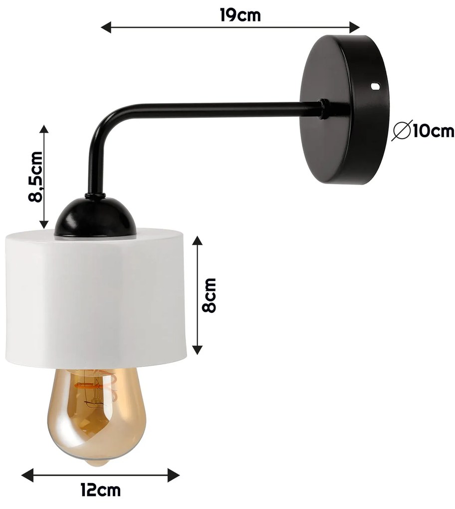 BERGE Nástenná lampa 1x E27 HRNČEK BIELA