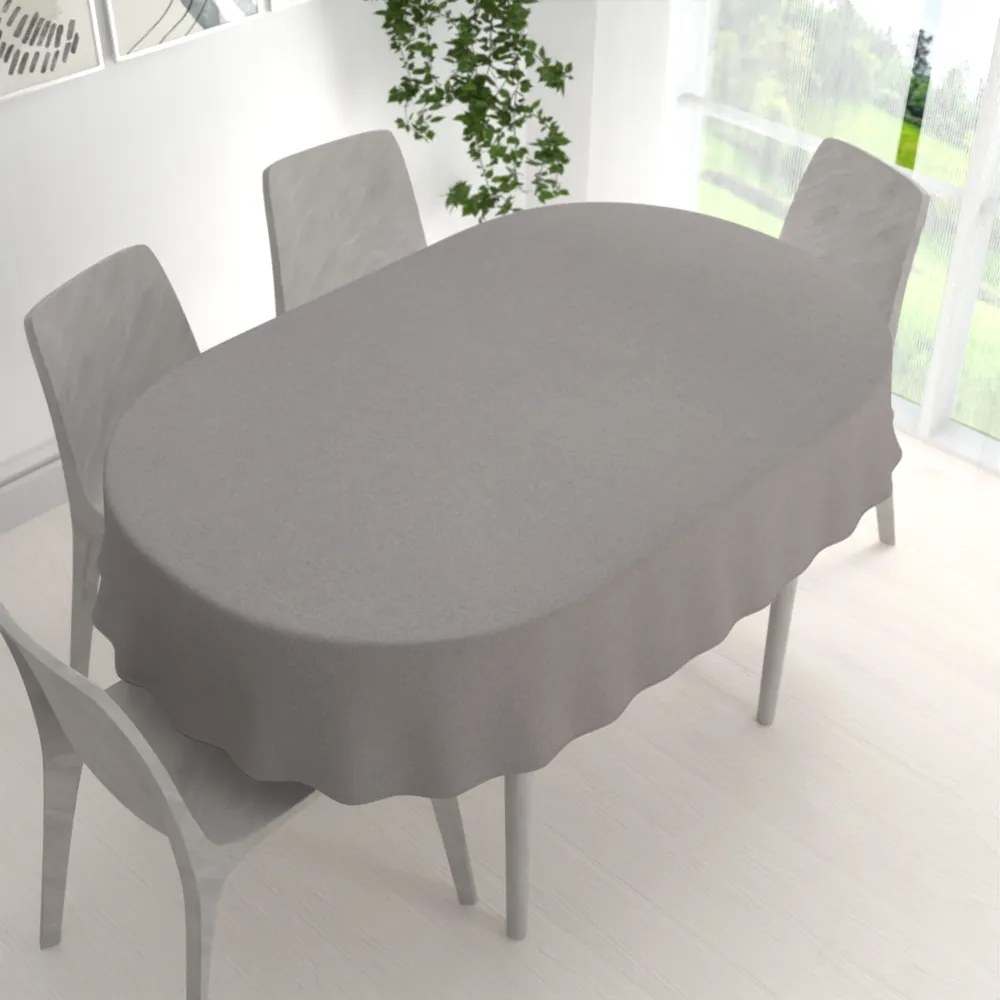 Biante Veľký dekoračný oválny obrus BKR-503 Sivý režný 160x200 cm
