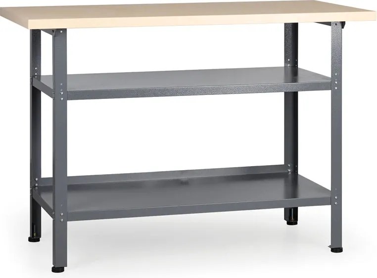 Pracovný stôl do dielne G1, 840 x 1200 x 600 mm, 2 police