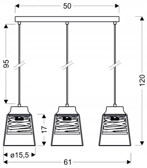 Luster na lanku FRESNO 3xE27/60W/230V