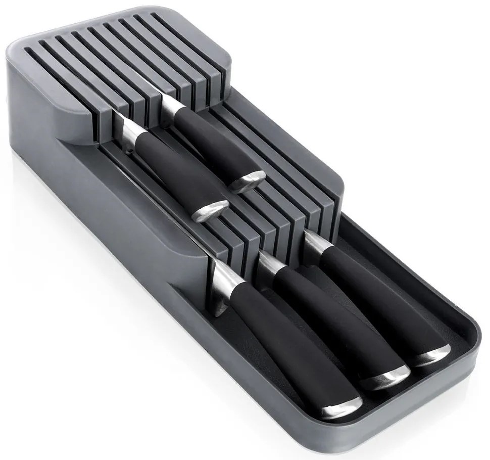 VILDE Organizér na nože, až na 18 nožov, plastový sivý - 39 x 14,5 x 7,5 cm