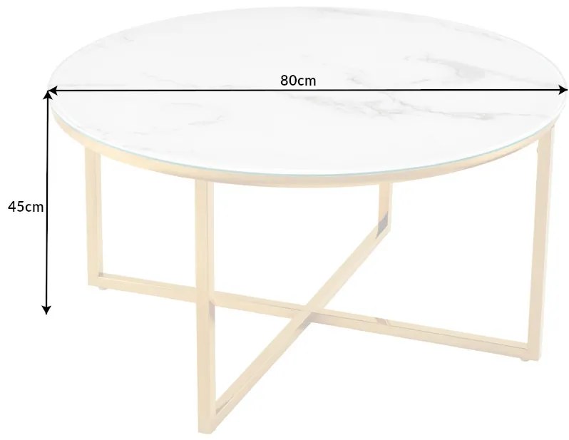Konferenčný stolík Elegance 80cm biely mramorový vzhľad