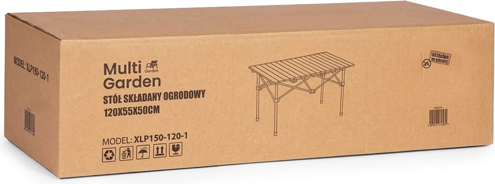 MultiGarden Skladací stôl 120x55 cm s taškou - čierny MultiGarden