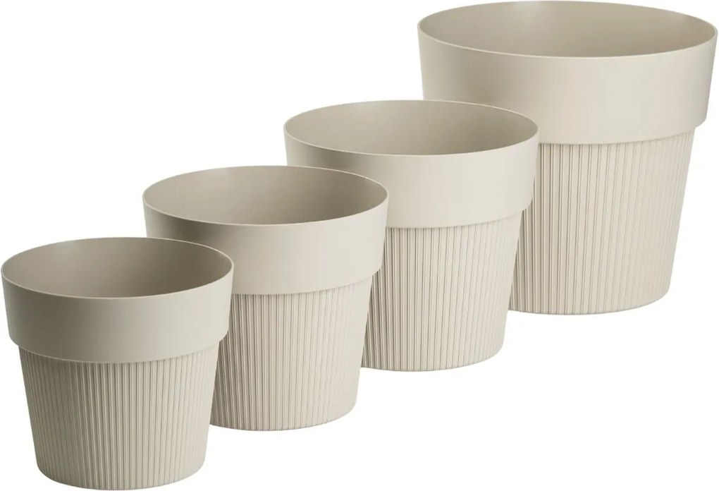 PLASTOVÝ KVETINÁČ SILVA LINE 16X14 CM BÉŽOVÁ