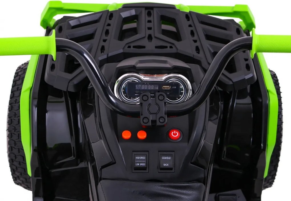 Ramiz Štvorkolka na vzduchovú batériu pre deti Čierna a zelená + Nafukovacie kolesá + Rádio MP3 + Bezplatné štartovanie