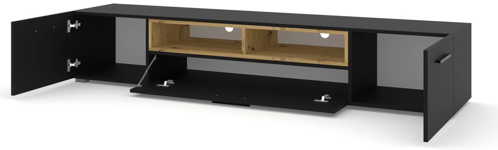 TV stolík/skrinka Akita 198 (čierna + dub artisan). Akcia -20%. Vlastná spoľahlivá doprava až k Vám domov. 1124863