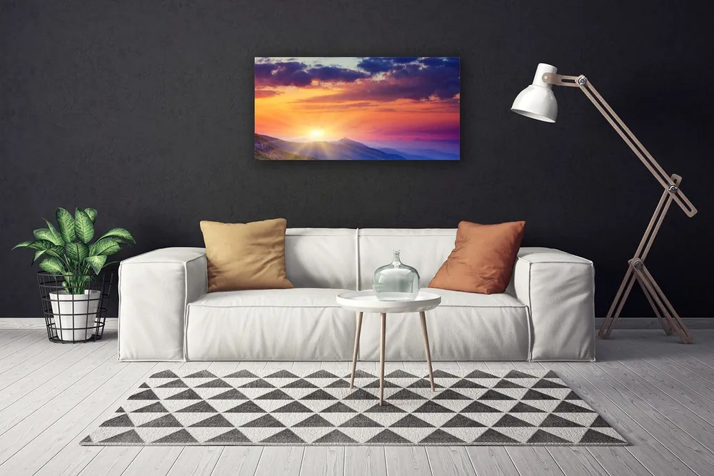 Obraz Canvas Slnko hory príroda 140x70 cm
