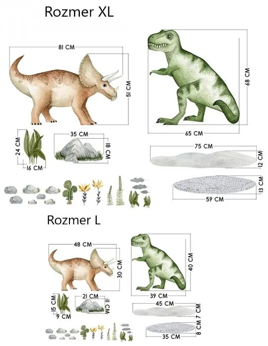 Nálepka na stenu, Tyranosaurus a Triceratops