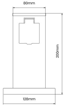 Vonkajší zásuvkový stĺpik 1Z SCHUKO 230V IP44 20 cm čierna