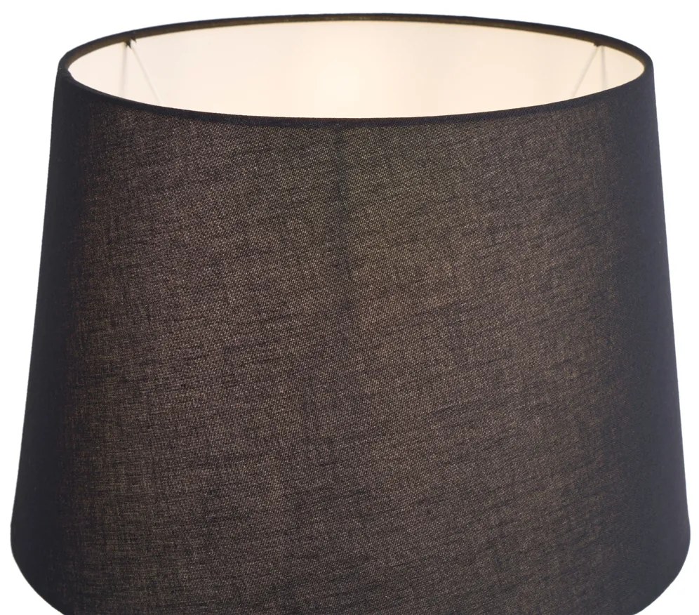 Klasická stojaca lampa čierna s čiernym tienidlom a lampou na čítanie - Retro