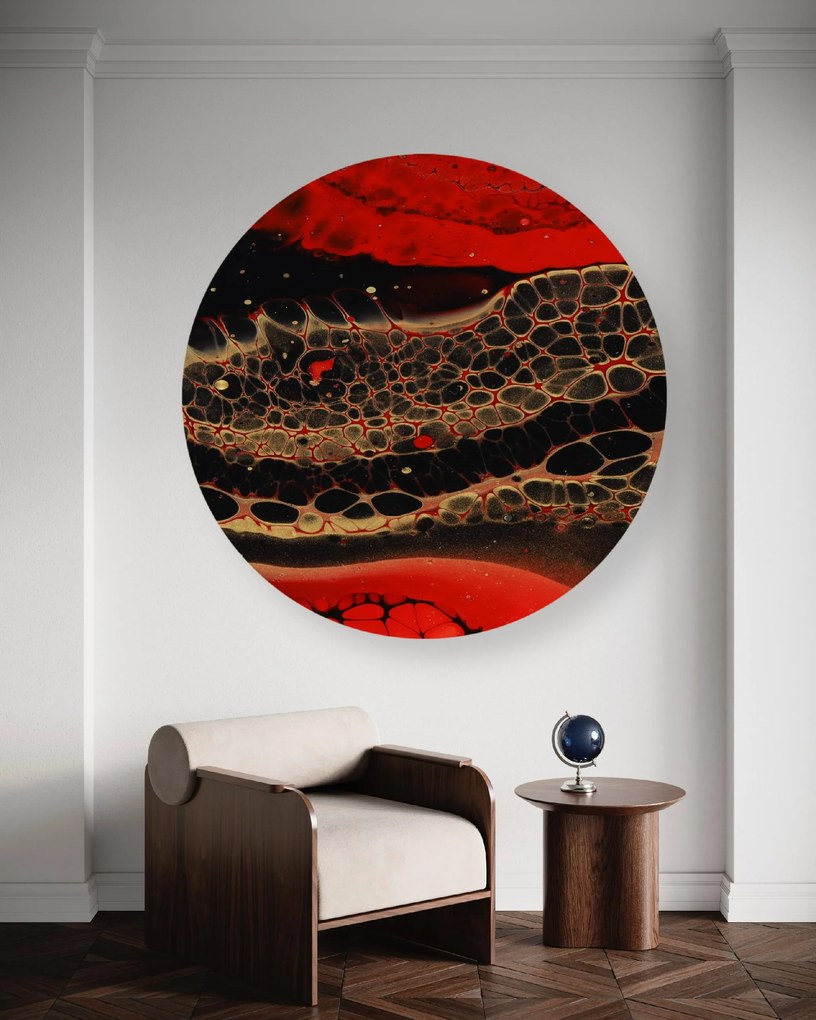 Gario Okrúhly obraz na plátne Červená kamenná abstrakcia Rozmery: 40 x 40 cm