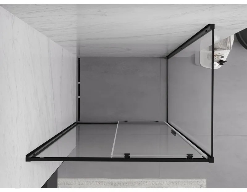 Mexen Exo, sprchovací kút s posuvnými dverami 110 x 75 cm, 6mm číre sklo, čierny profil, 8151-110-075-70-00