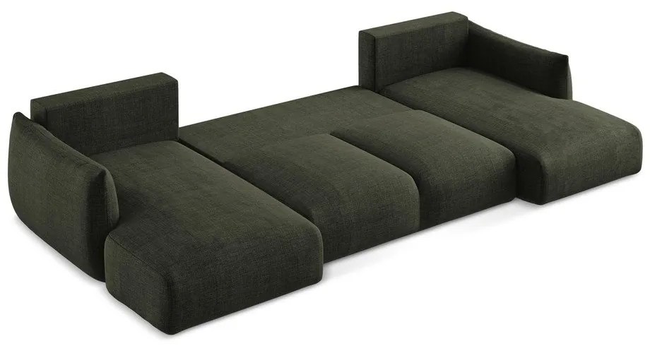 Zelená rozkladacia rohová pohovka (do tvaru "U") Leila – Makamii