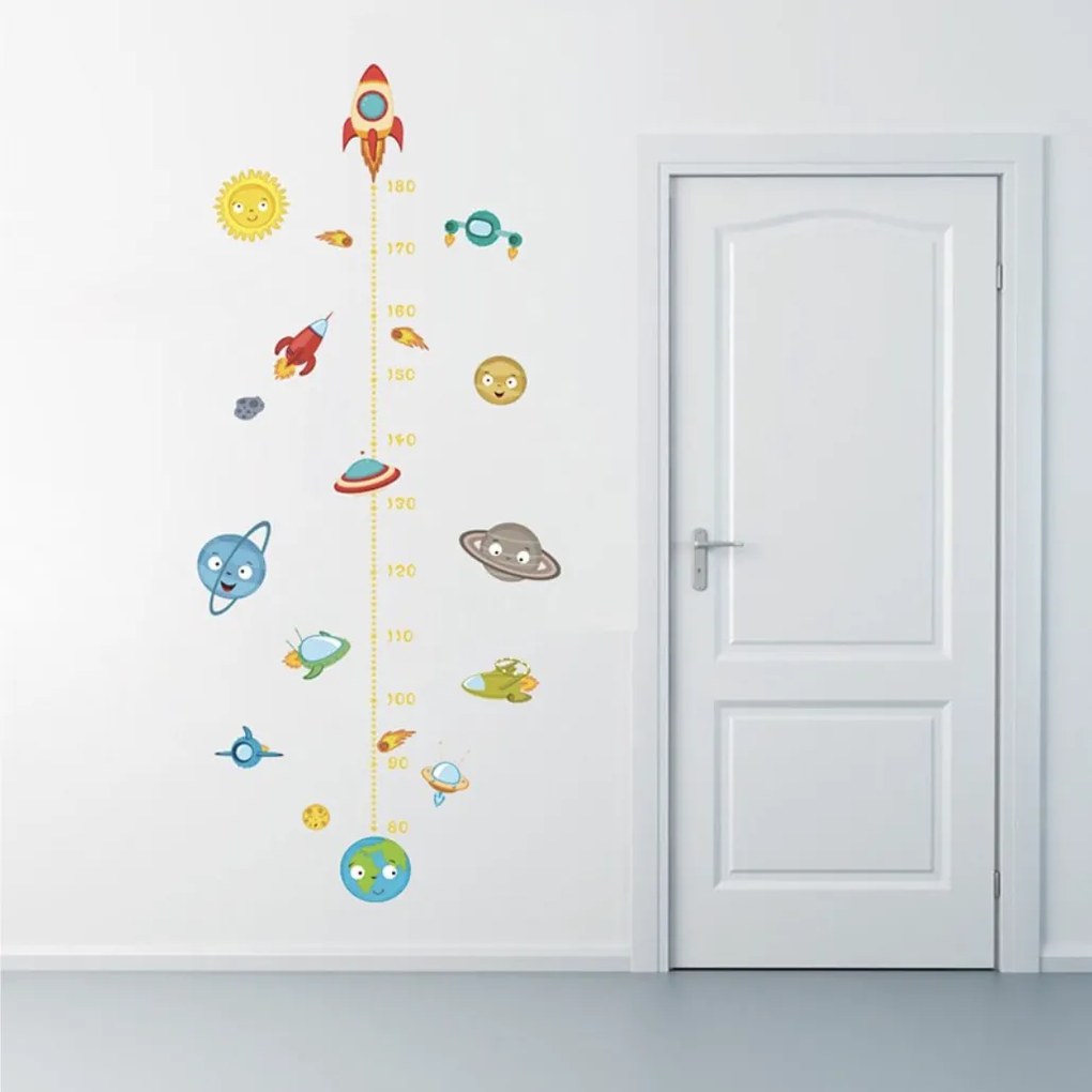 Samolepka na stenu "Detský meter - Raketa 2" 130x57 cm