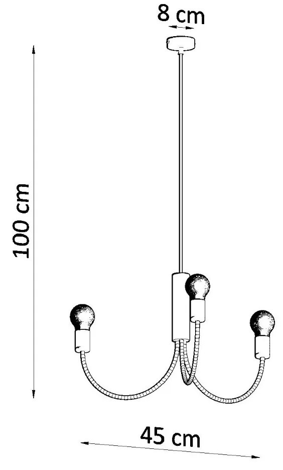 Luster Piccolo 3, čierne telo svietidla