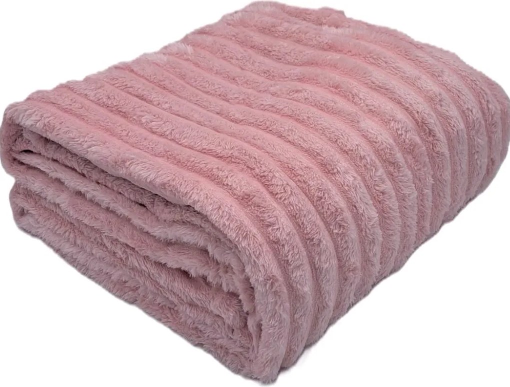 Mikroplyšová deka Stripe ružová 150x200cm TiaHome