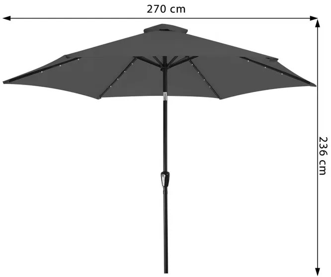 InternetovaZahrada LED slnečník Miami Ø270 cm - antracit