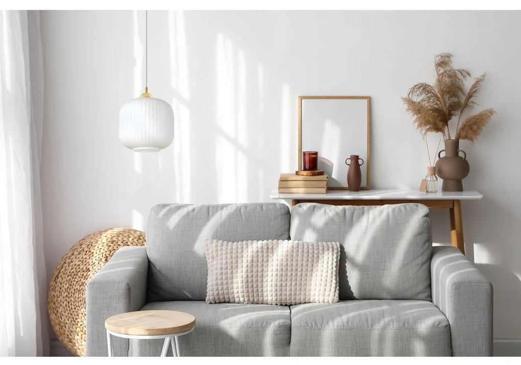 Závesné svietidlo Riffle 2, 1x biele sklenené tienidlo, g