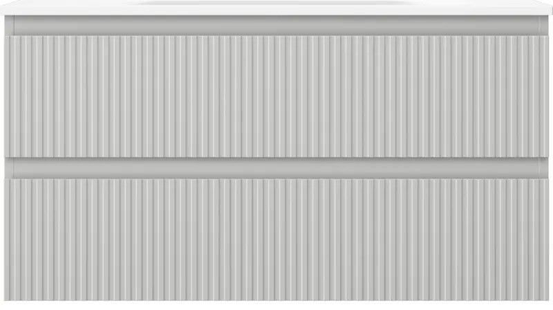 Mexen Rivel, kúpeľňová skrinka 90 cm s umývadlom Vela, 2 zásuvky, drážkovaná, sivá matná/biela, 91A20-09047-2-BFF62-W23M01