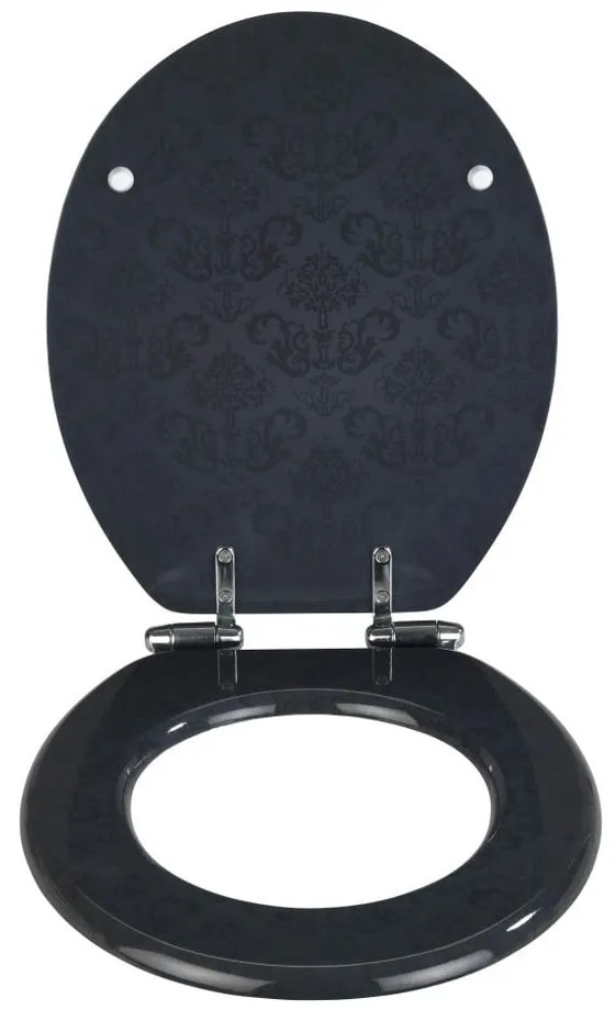 Tmavosivé WC sedátko s ľahkým zatváraním Wenko Bellevue, 42,5 x 35,5 cm
