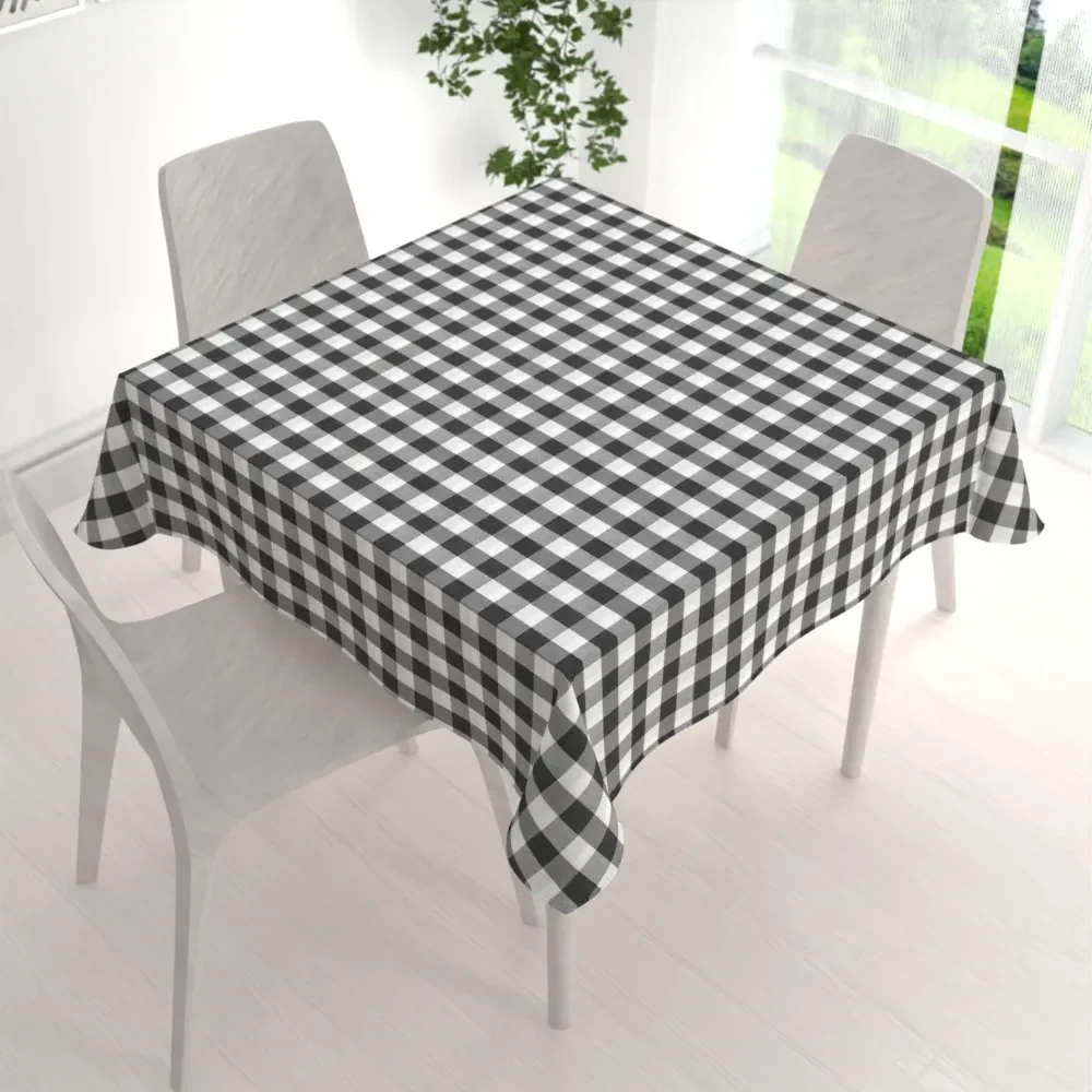 Biante Dekoračný štvorcový obrus Rebeka RE-010 Sivo-biela kocka veľká 100x100 cm