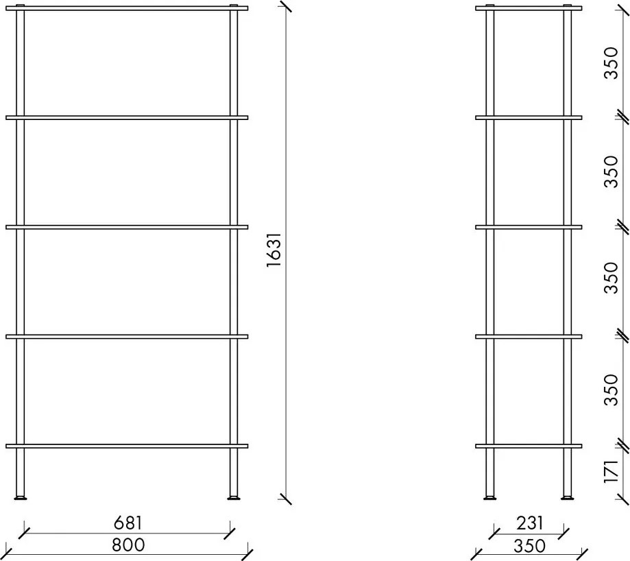 Čierny regál v dekore duba 80x163x35 cm Teidi – noo.ma