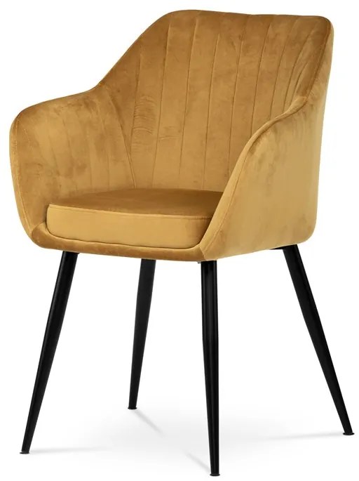 Autronic BONTEC Jedálenská stolička, čierna, zamatová látka, PIKA BK4 Farba: Žltá