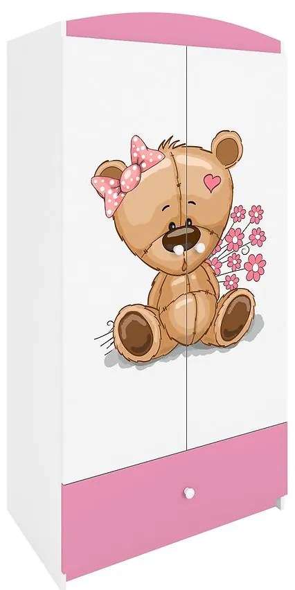 Skriňa Babydreams ružová – Medveď s kvetmi