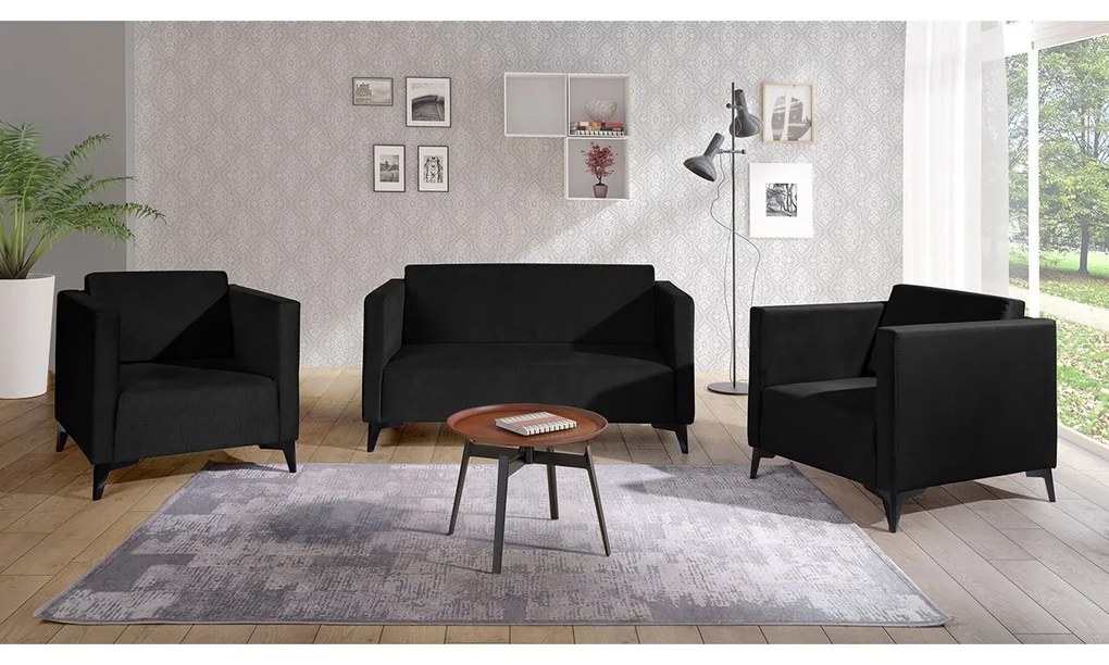 Sedacia súprava Denim 2+1+1, Dostupné poťahy: Solo 263, Farby nožičiek: biely lesk