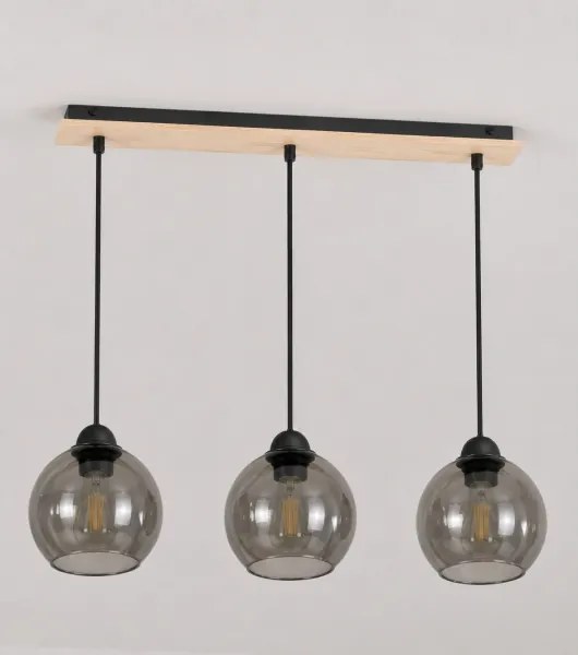 Luster na lanku UNO WOOD 3xE27/60W/230V čierna/hnedá