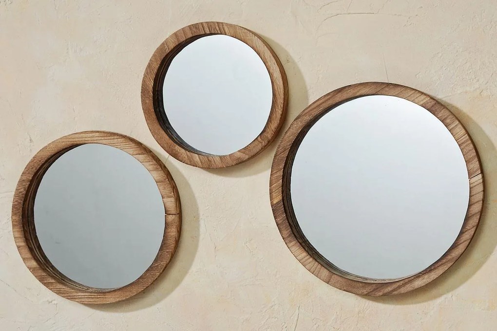 Zrkadlo Jones, hnedé, sada 3ks