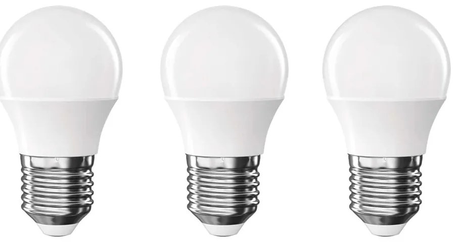 Teplé biele LED žiarovky v súprave 3 ks E27, 4 W – EMOS