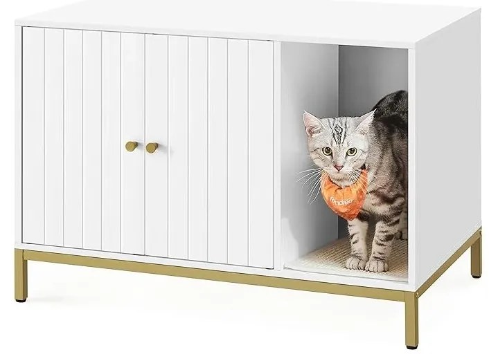 Kočičí toaleta Glenda 80 cm bílá/zlatá