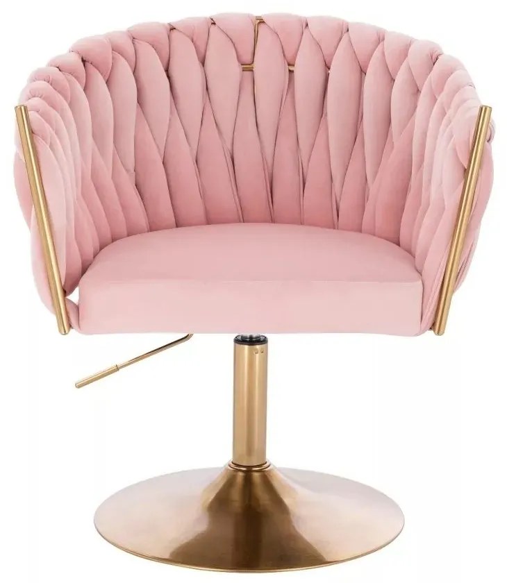 LuxuryForm DESIGN Stolička NORDEN VELUR na zlatom tanieri - ružová