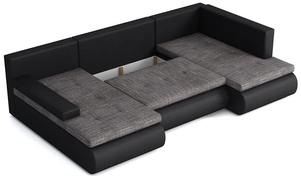 Rohová sedačka Sofia Mini C, Dostupné poťahy: ekokoža Soft 011 + Lawa 05, Strana: pravá, Taburetka: s taburetkou