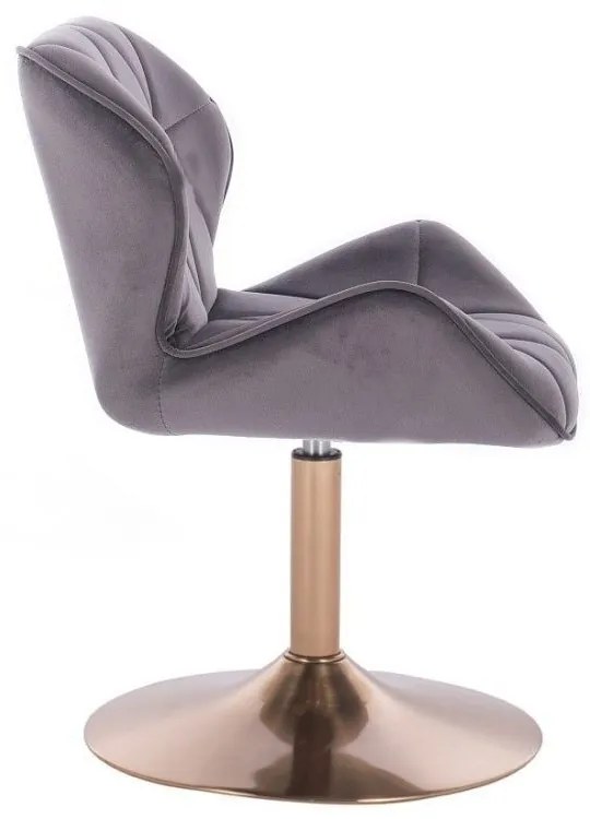LuxuryForm DESIGN Stolička MILANO VELUR na zlatom tanieri - tmavo šedá