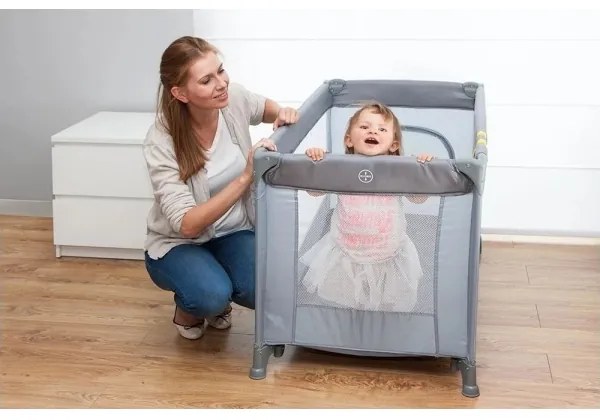 Lionelo - Cestovná postieľka STEFI šedá