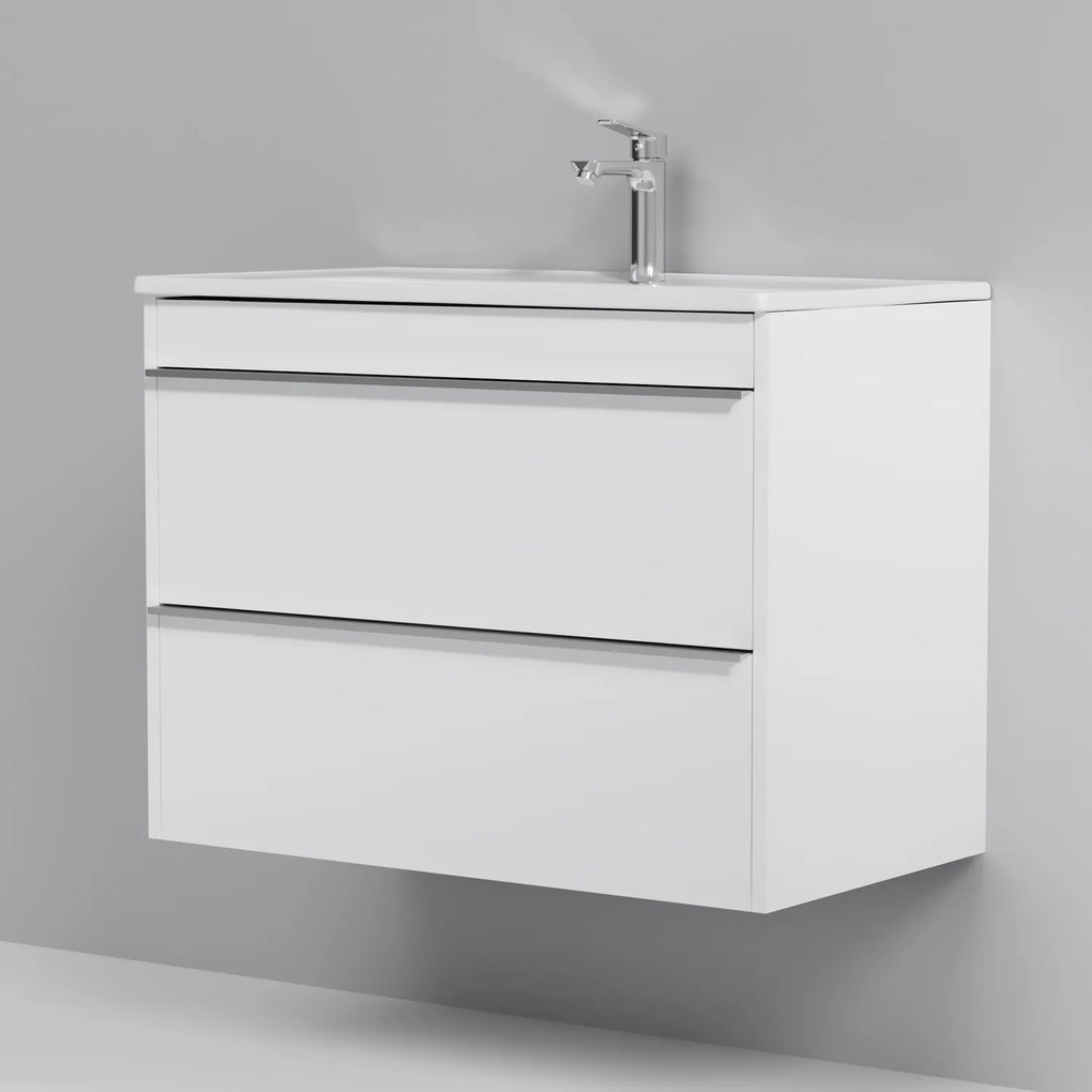 Skrinka s umývadlom 80 AM.PM Hit MTAFHX0802WG závesná, 2 zásuvky, lesklá biela