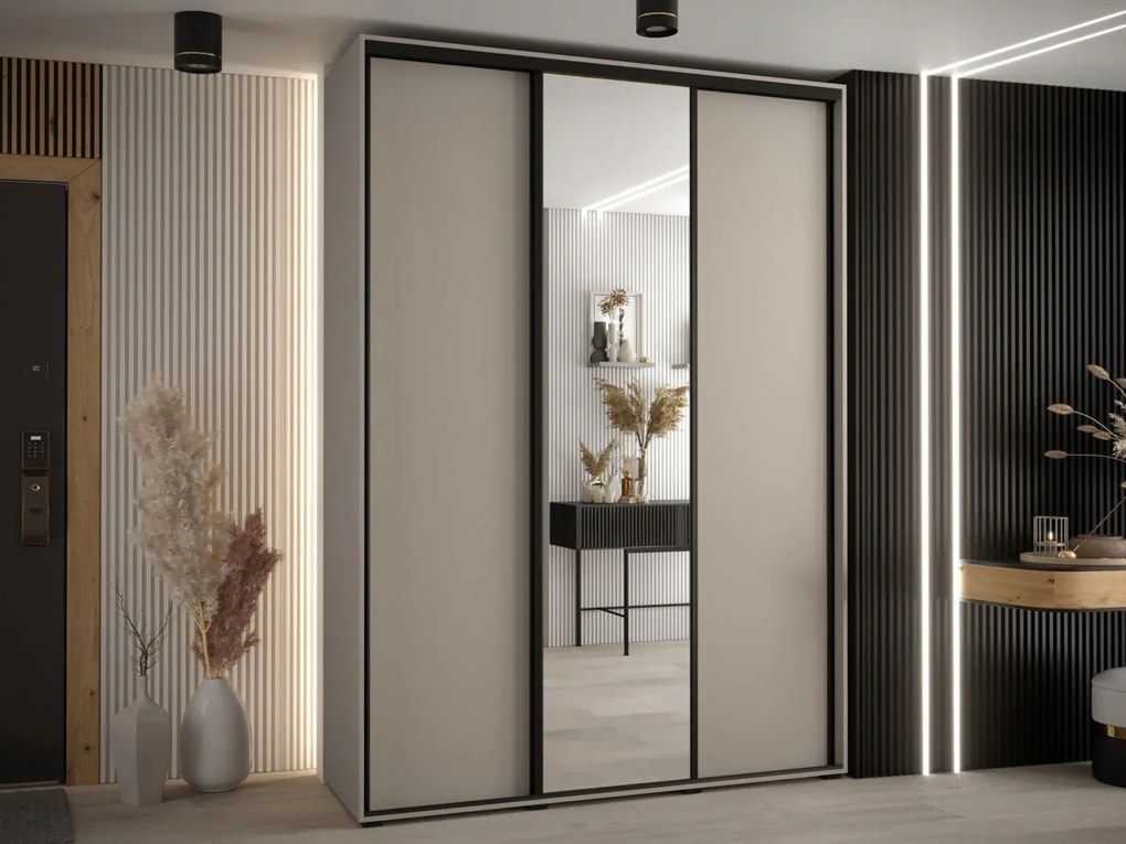 Šatníková skriňa s posuvnými dverami Foktra 3 180 (kašmír/čierna)