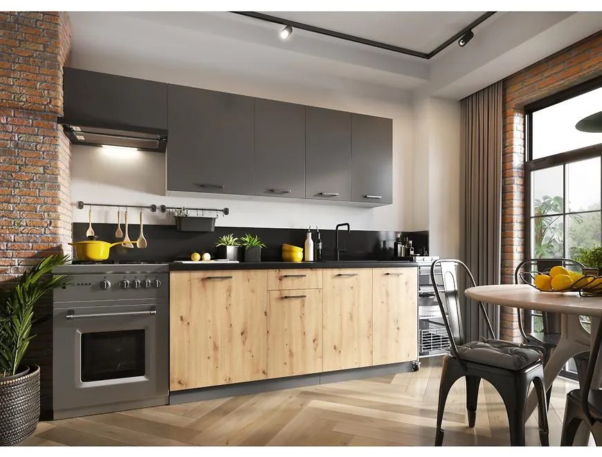 Kuchynská linka Clara 240 sivý grafit/artisan