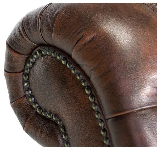 furniture-nabytek.cz - Masívna pohovka Chesterfield Bedford, pravá koža, hnedá