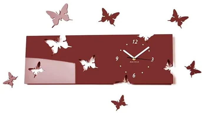 Nástenné akrylové hodiny Motýle2 - hnedá