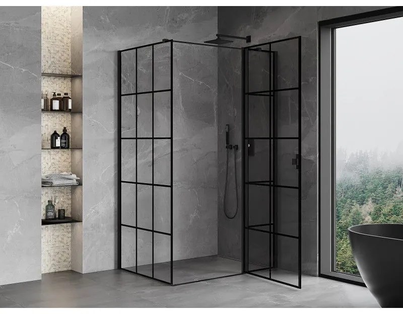 Mexen Mist T, sprchový kút s krídlovými dverami, pravý, 100 x 120 cm, 8mm číre sklo, čierny profil, 8A4T-120-100-70-77-P