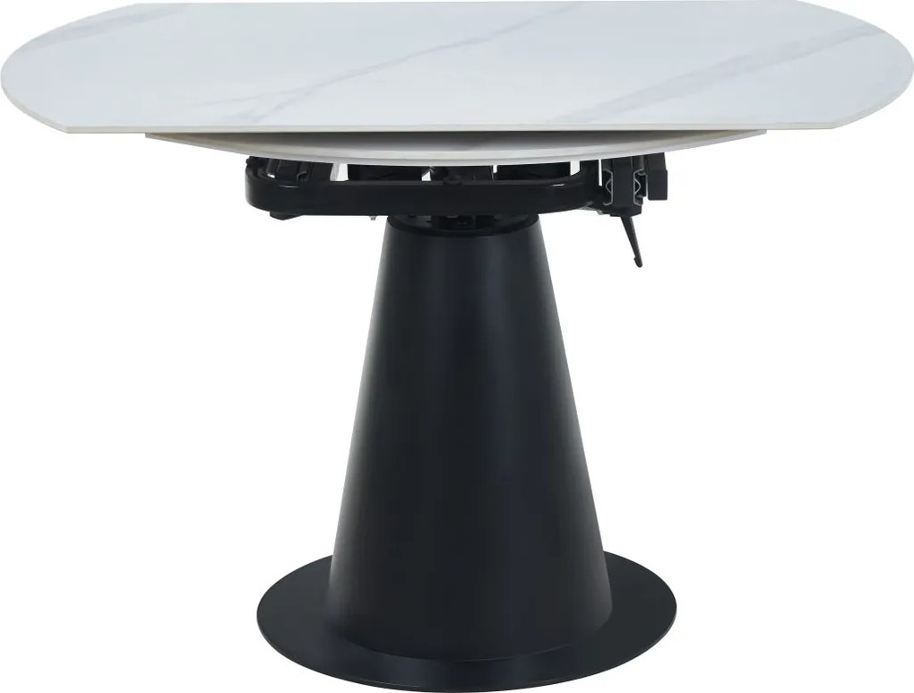 Vintino Rozkladací jedálenský stôl SORIAN 75–120 × 120 cm – biely mramor / čierna oceľ