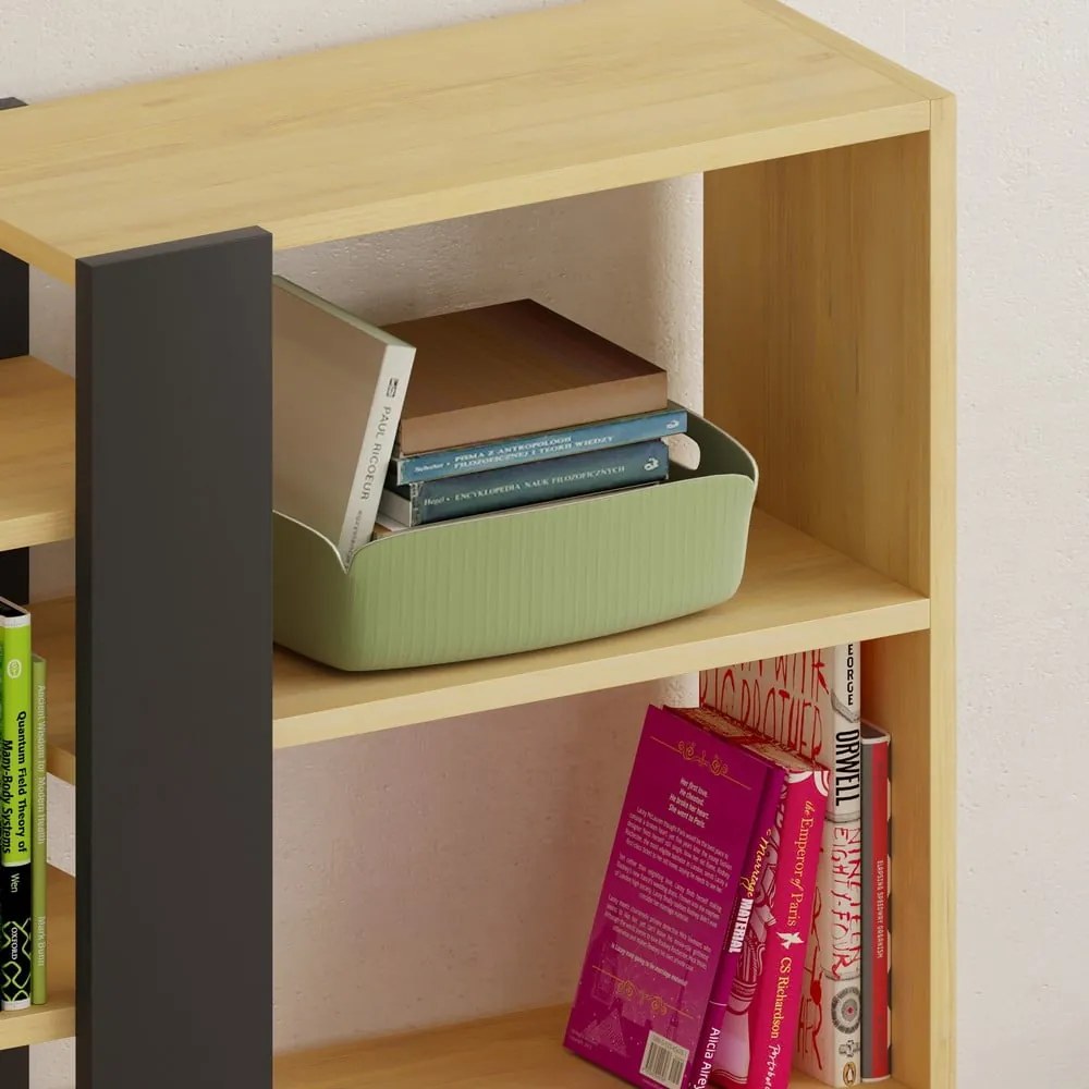 Knižnica v dekore duba v čierno-prírodnej farbe 80x152 cm Axel – Marckeric