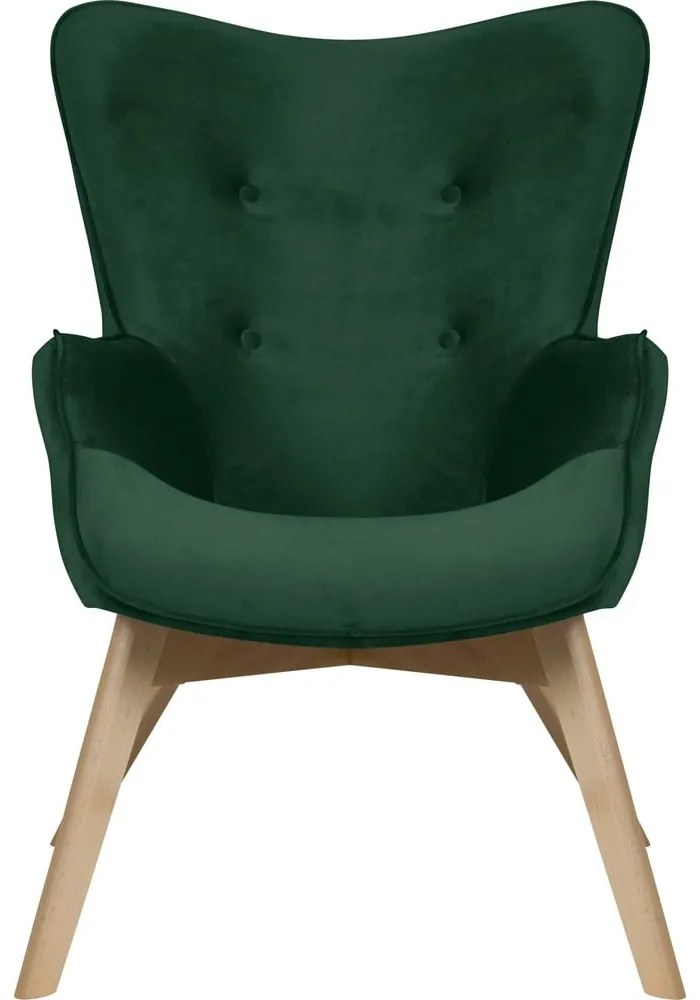 Tmavozelené zamatové kreslo Niko – Ropez
