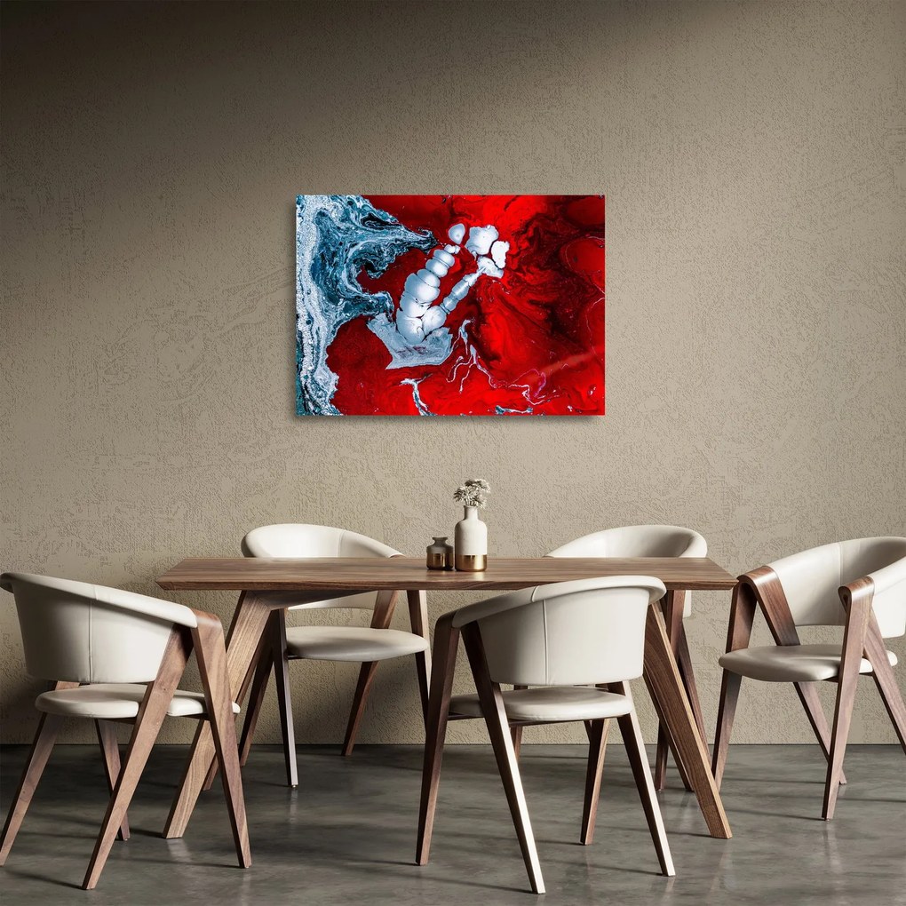 Sklenený obraz abstraktných škvŕn (70x50 cm)