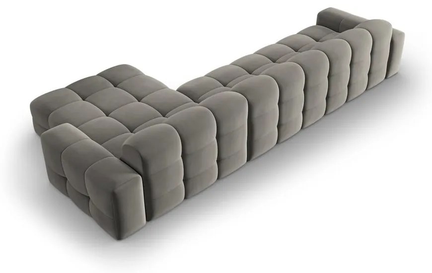 Sivá zamatová rohová pohovka (pravý roh) Kendal - Micadoni Home