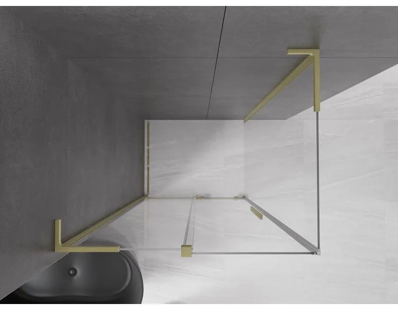Mexen Velar L, sprchový kút s posuvnými dverami 100 x 85 cm, 8mm číre sklo, zlatá matná, 871-100-085-03-55