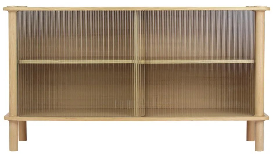 Vitrína z dubového dreva s posuvnými dverami v prírodnej farbe 135x73,5x48 cm Italic – UMAGE